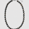 Collier Monte-Cristo Perles d'eau douce Noires et Argent 925 - NEIJE