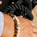 Duo Bracelets Homme Perles Oeil de Tigre