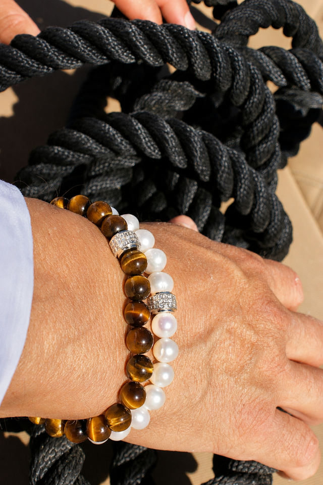Duo Bracelets Homme Perles Oeil de Tigre