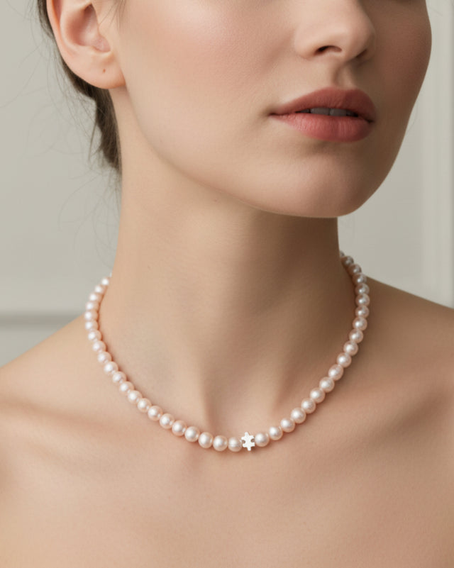 Collier Perles Roses et Argent 925 PUZZLE - NEIJE