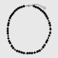 Collier unisexe en perles d'onyx et oeil porte bonheur