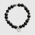 Bracelet en perles d'onyx , oeil de la chance et argent massif