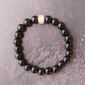 Bracelet Perles Onyx et Plaqué Or