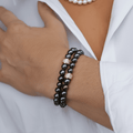 Bracelet Swann Perles d'eau douce Noires Or Blanc - NEIJE