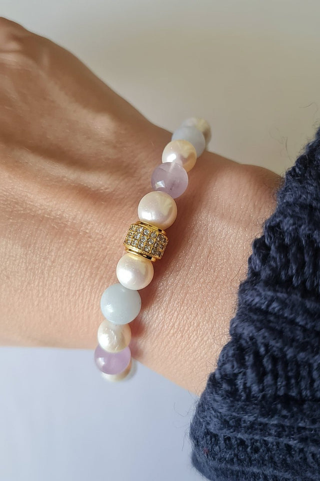 Bracelet Candy Perles d'eau douce Aigue Marine et Kunzite - NEIJE
