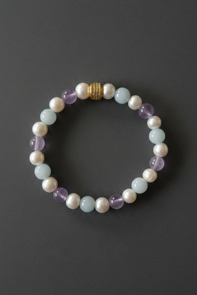 Bracelet Candy Perles d'eau douce Aigue Marine et Kunzite - NEIJE