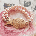 Bracelet Gefilte Perles de Culture Roses et Or - NEIJE