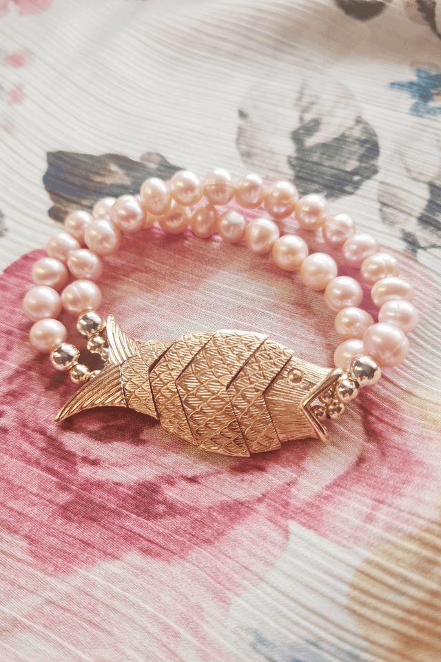 Bracelet Gefilte Perles de Culture Roses et Or - NEIJE