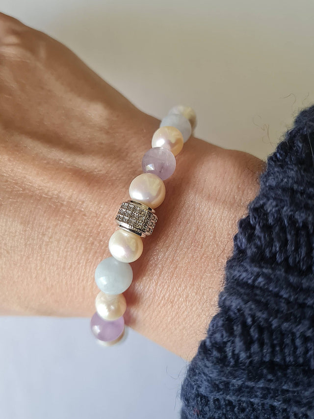 Bracelet Candy Perles d'eau douce Aigue Marine et Kunzite - NEIJE