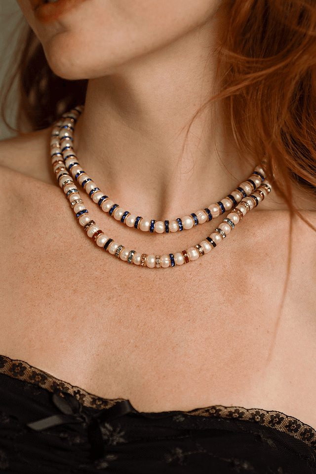 Collier Madame Bovary Perles de Culture et Strass Multicolore - NEIJE