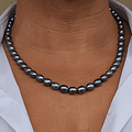 Collier Monte - Cristo Perles d'eau douce Noires et Argent 925 - NEIJE