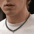 Collier Rebel Perles d'eau douce Noires et Argent 925 - NEIJE