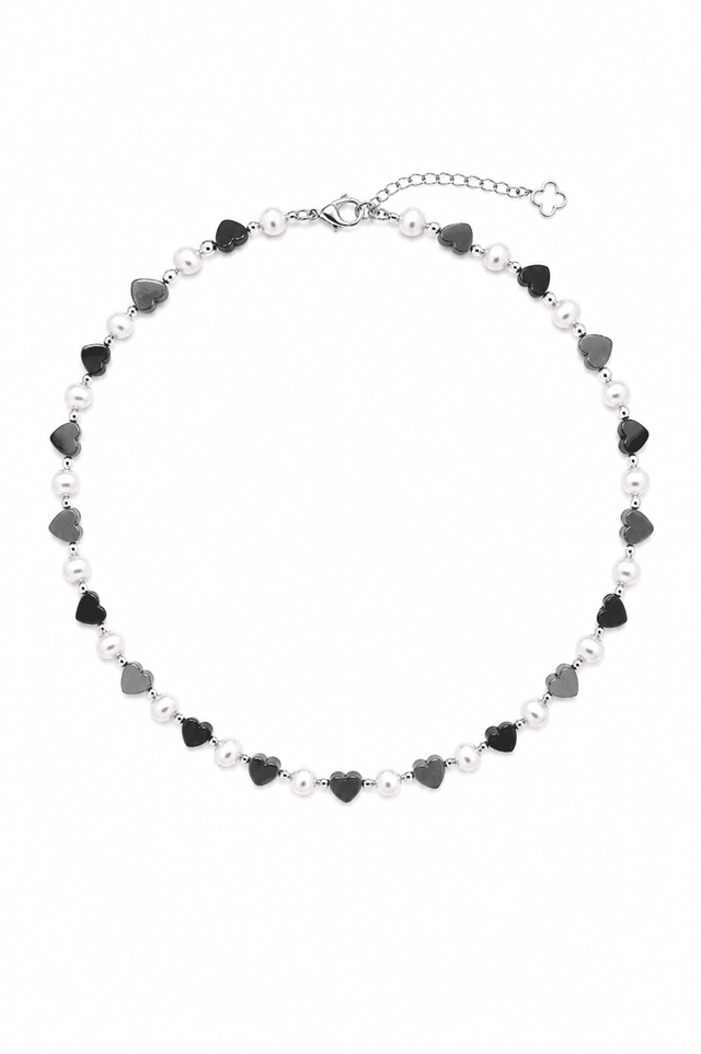 Collier Sacré - Coeur Perles d'eau douce et Hématite - NEIJE