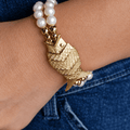 Bracelet Poisson Gefilte Perles de Culture Blanches et Or - NEIJE